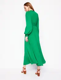 Pleat Detail Blouson Dress-Rich Emerald(2)