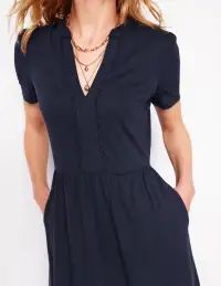 Naomi Short Sleeve Dress-Navy(Petite,2)