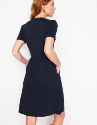 Naomi Short Sleeve Dress-Navy(Petite,2)