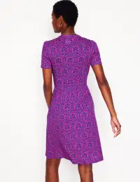 Naomi Short Sleeve Dress-Pink Peony Elaborate Stamp(Petite,2)