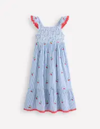 Luella Frill Maxi Sundress-Blue/White Cherries(2-3y)