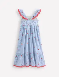 Luella Frill Maxi Sundress-Blue/White Cherries(2-3y)