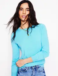 Eva Cashmere V-Neck Sweater-Caribbean Blue