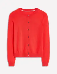 Eva Cashmere Crew Cardigan-Strawberry Tart Red(XS)