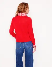 Eva Cashmere Crew Cardigan-Strawberry Tart Red(XS)