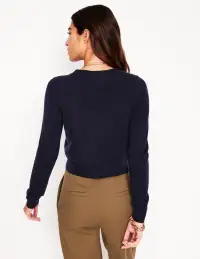 Eva Cashmere Cropped Cardigan-Navy(XS)