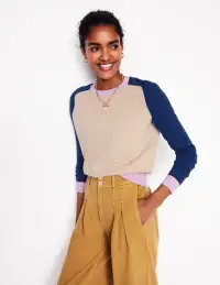 Meg Saddle Sleeve Sweater-Chinchilla Melange.Colourblock