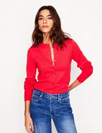Imi Scalloped Cardigan-Strawberry Tart  Red