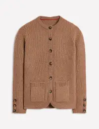 Textured Stitch Cardigan-Praline Brown(2)