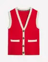 Holly Knitted Waistcoat-Poppy Red(XS)