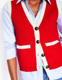 Holly Knitted Waistcoat-Poppy Red(XS)