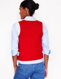 Holly Knitted Waistcoat-Poppy Red(XS)
