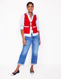 Holly Knitted Waistcoat-Poppy Red(XS)