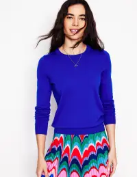 Emilia Cotton Crew Sweater-Bright Blue(XS)