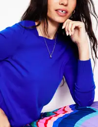 Emilia Cotton Crew Sweater-Bright Blue(XS)