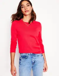 Emilia Cotton Crew Sweater-Camelia Pink(XS)