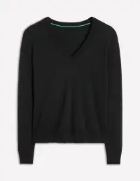 Emilia Cotton V Neck Sweater-Black(XS)