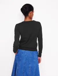 Emilia Cotton V Neck Sweater-Black(XS)