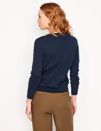 Emilia Cotton V Neck Sweater-Navy(XS)