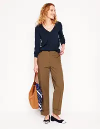 Emilia Cotton V Neck Sweater-Navy(XS)
