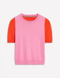 Emilia Cotton Crew T-shirt-Pink Rose / Firecracker Red(XS)
