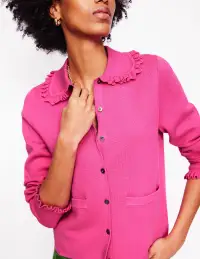 Jessie Frill Collared Cardigan-Sorbet Pink(XS)