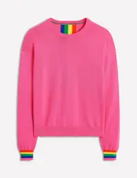 Lara Relaxed Cotton Jumper-Sorbet Pink. Rainbow(XS)
