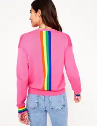 Lara Relaxed Cotton Jumper-Sorbet Pink. Rainbow(XS)