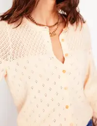 Rosalie Pointelle Cardigan-Warm Ivory(XS)