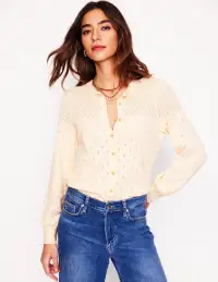 Rosalie Pointelle Cardigan-Warm Ivory(XS)