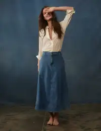 Panelled Full Denim Skirt-Mid Vintage(2)