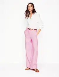 Westbourne Linen Pants-Meadowsweet Pink Chambray