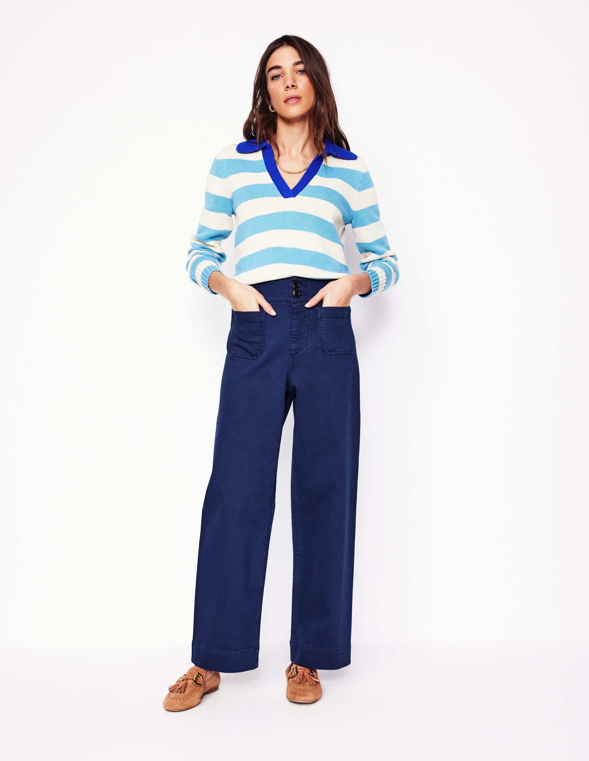 Primrose Patch Pocket Pants-Navy