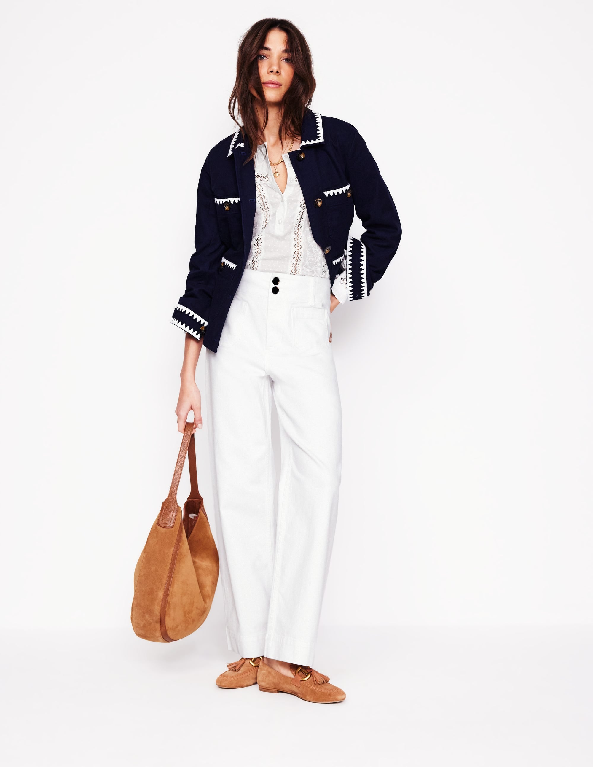 Primrose Patch Pocket Pants-White