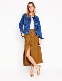 Thomasina Linen Midi Skirt-Gingerbread