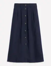 Thomasina Linen Midi Skirt-Navy(Petite,2)