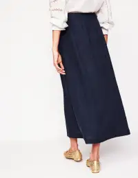 Thomasina Linen Midi Skirt-Navy(Petite,2)
