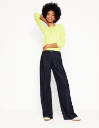 Mid Rise Fluid Denim Pants-Indigo Rinse(Regular,25)