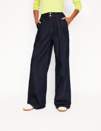 Mid Rise Fluid Denim Pants-Indigo Rinse(Regular,25)
