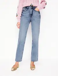 High Rise Rigid Straight Jeans-Light Vintage(Petite,25)