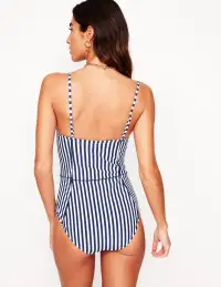 Rhodes Cup-Size Swimsuit-Navy. Ivory Stripe(32A)