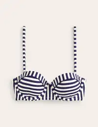 Rhodes Cup-Size Bikini Top-Navy. Ivory Stripe(32A)