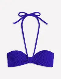 Crinkle Texture Bikini Top-Cobalt(2)
