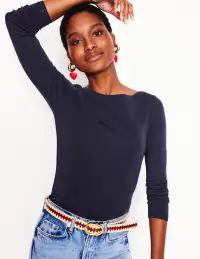 Essential Boat-Neck Jersey Top-Navy(2)