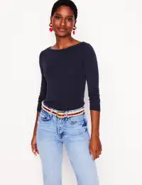Essential Boat-Neck Jersey Top-Navy(2)