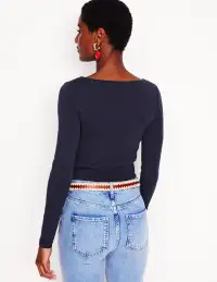 Essential Boat-Neck Jersey Top-Navy(2)