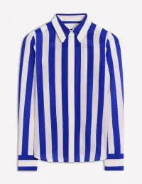 Sienna Silk Shirt-Bright Blue Wide Stripe(Petite,2)