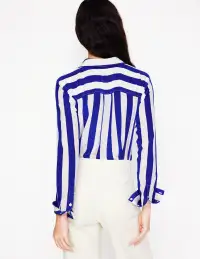 Sienna Silk Shirt-Bright Blue Wide Stripe(Petite,2)