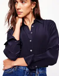 Sienna Silk Shirt-Navy(Petite,2)