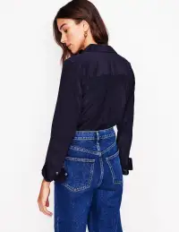 Sienna Silk Shirt-Navy(Petite,2)